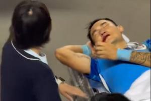 彩经网彩票走势图大全-廖力生遭对手“爆头”，视频显示嘴角严重出血&amp;被救护车送医